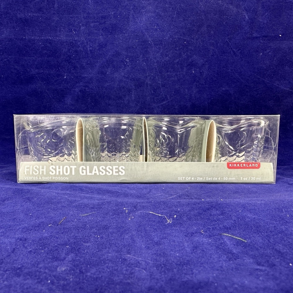 Kikkerland 4pc Glass Shot Glass Set Fish